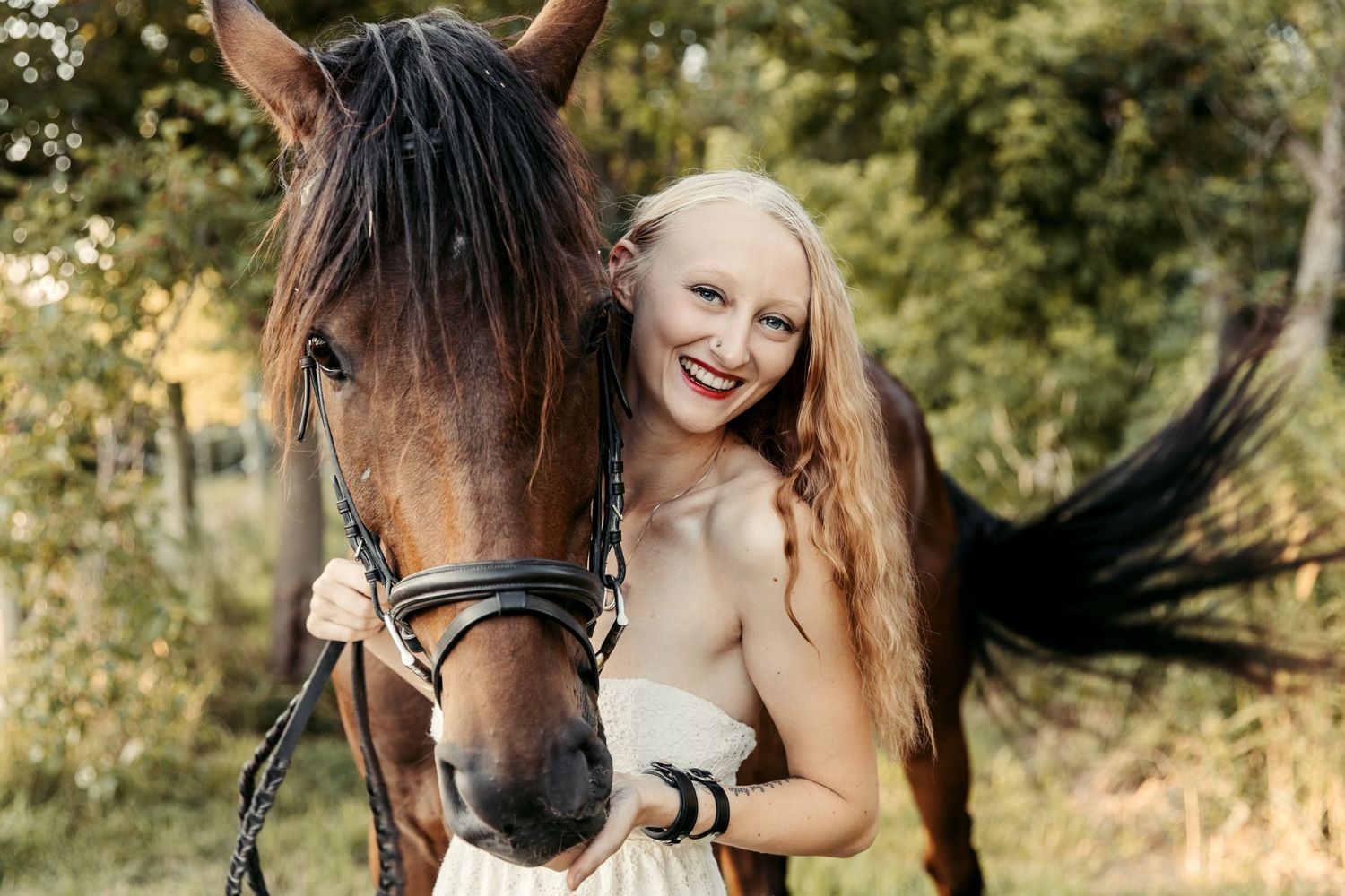Female owner with horse equine outdoor portrait session