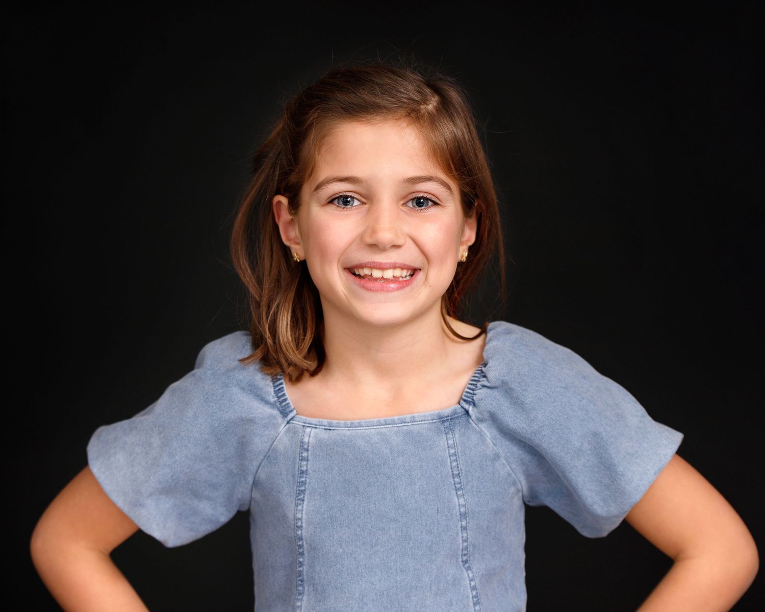 Headshot photographer nj ny grammy nominated child actor with blue dress