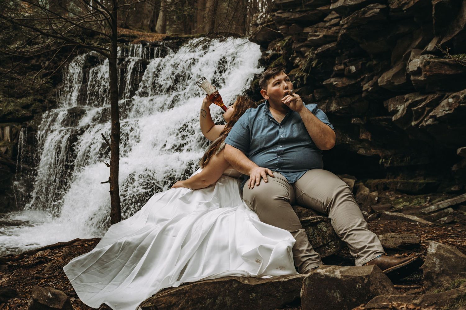 Wedding elopement at Rosecrans Falls