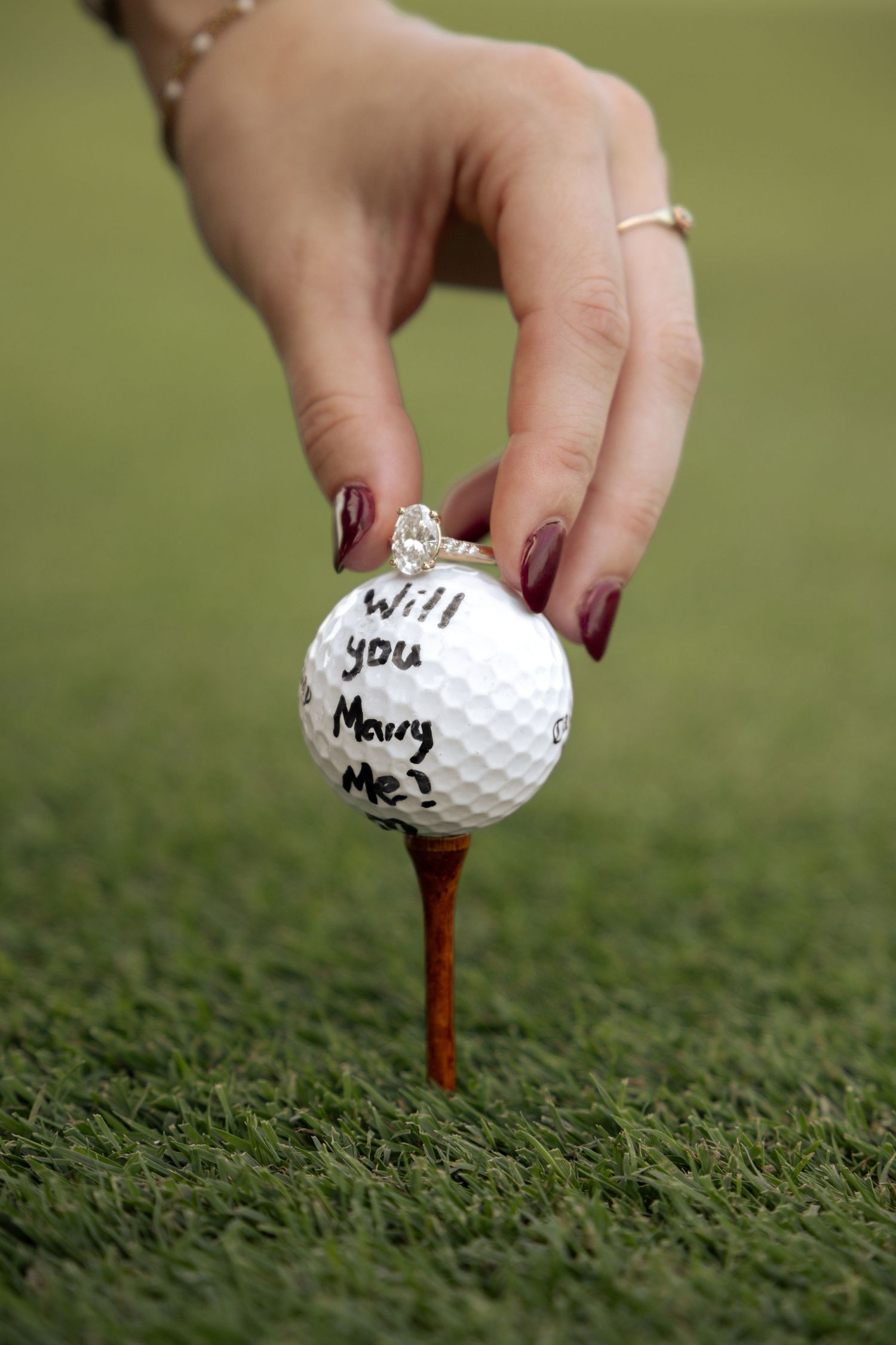 TPC Twin Cites Golf Course, Golf proposal, Golf course engagement, surprise proposal, golf outfit inspiration, golf ball with engagement