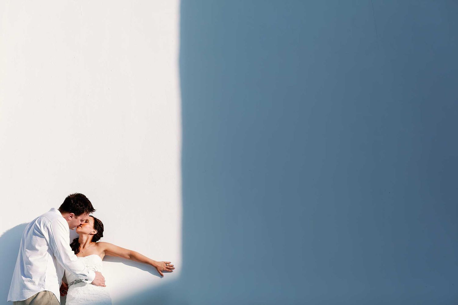 Minimalist creative wedding portrait at Le Blanc Spa Resort Cancun with elegant light and shadow composition.