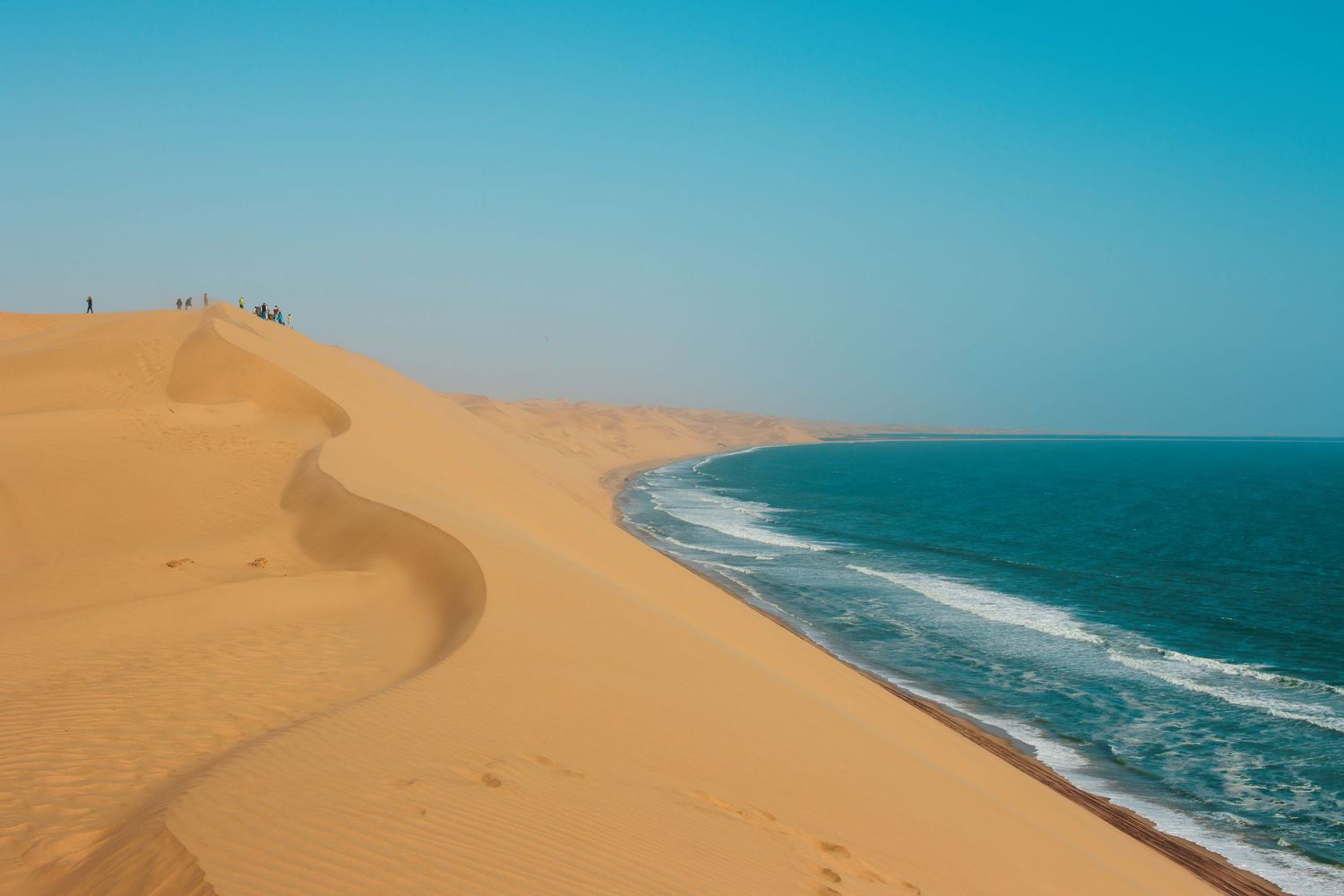sandwich harbor Namibia in Walvis Bay where the ocean meets the sea in the Namib desert