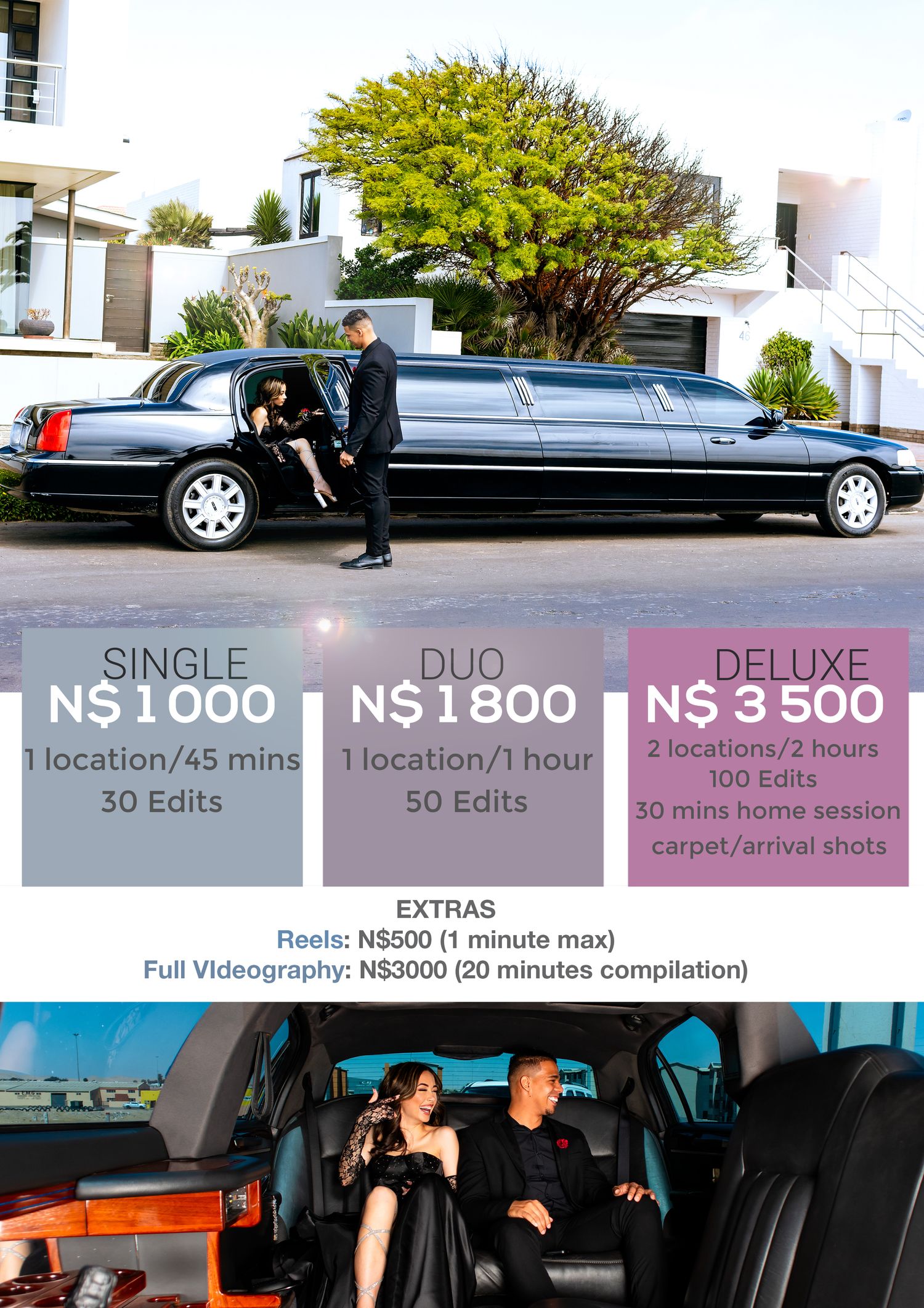 Walvis Bay and swakopmund matric photographer. photography price list