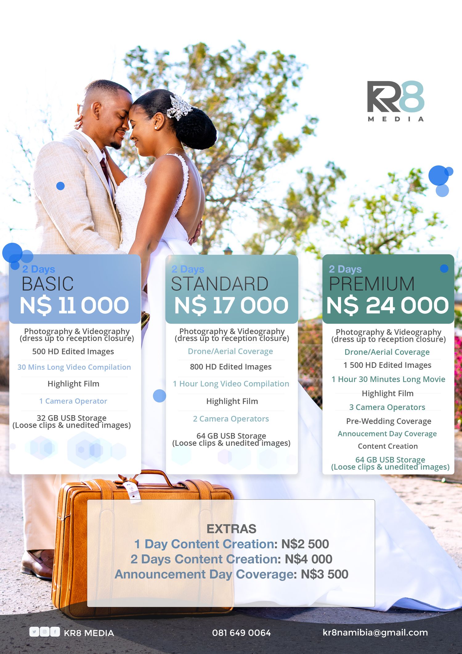 Walvis Bay and swakopmund wedding photographer. photography price list
