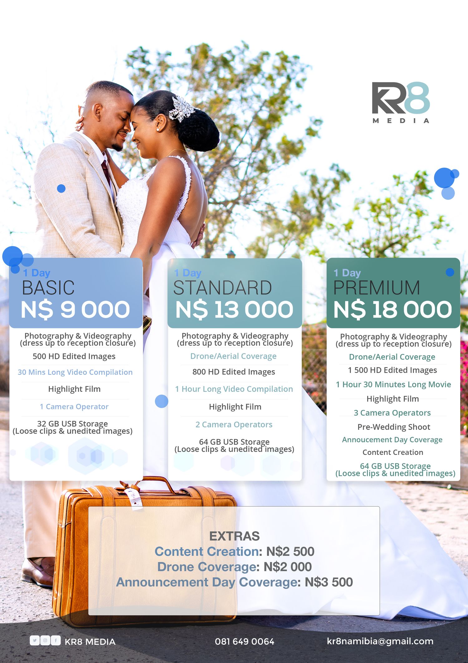 Walvis Bay and swakopmund wedding photographer. photography price list