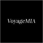 VoyageMIA minimalist logo with elegant white text on a sleek black background.