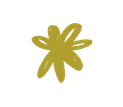 A yellow-green abstract flower shape with irregular petals on a white background.