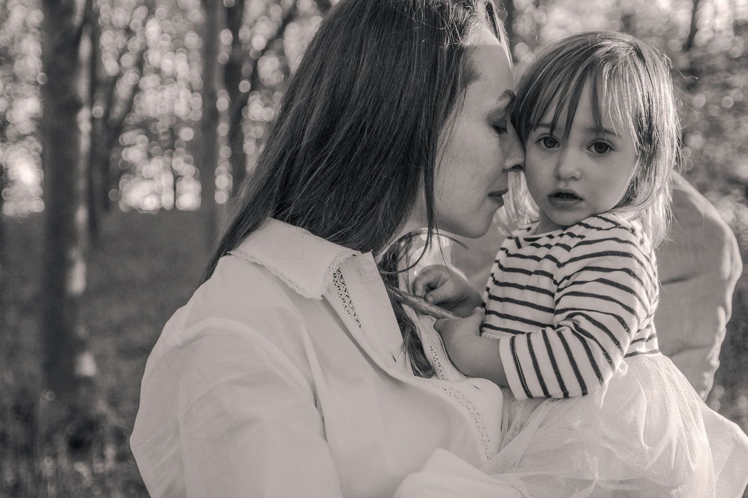Mother and Daughter. Black and white Photography.