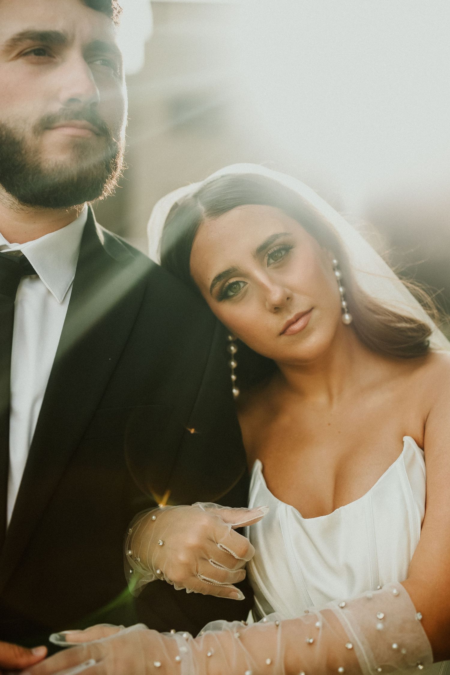 bride and groom portrait at intimate wedding