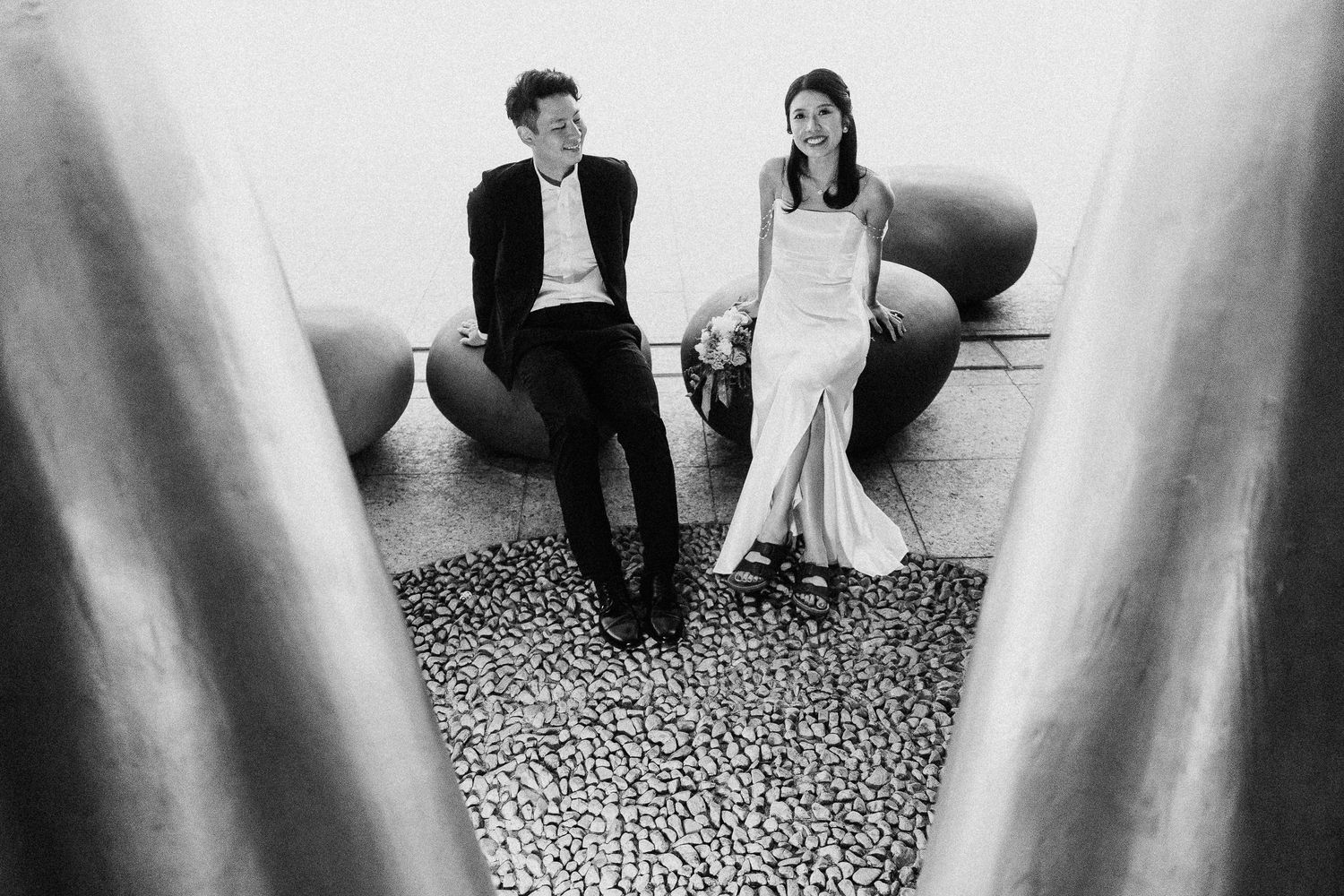 Modern black and white photography series capturing intimate couple moments.