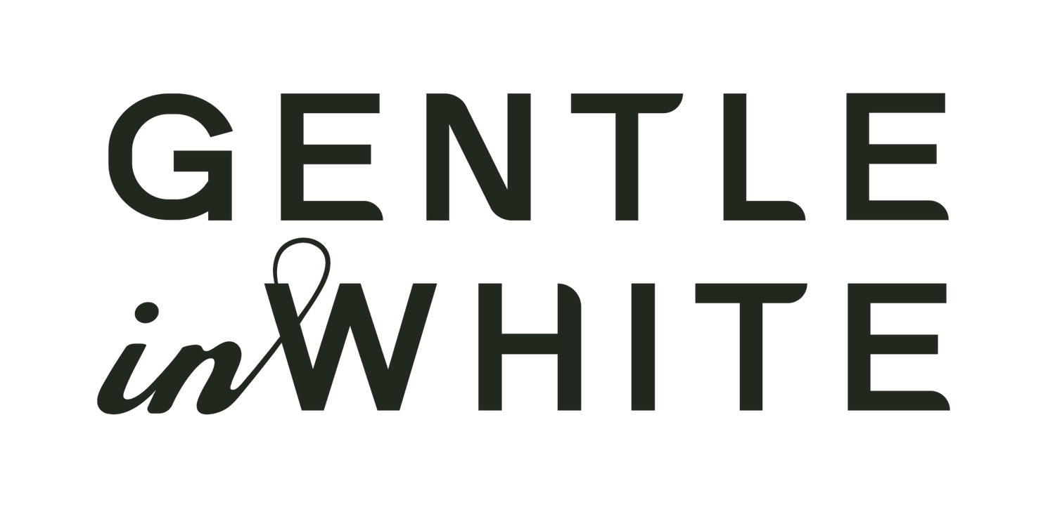 Elegant typography logo design featuring 'GENTLE' and 'WHITE' text in serif font.