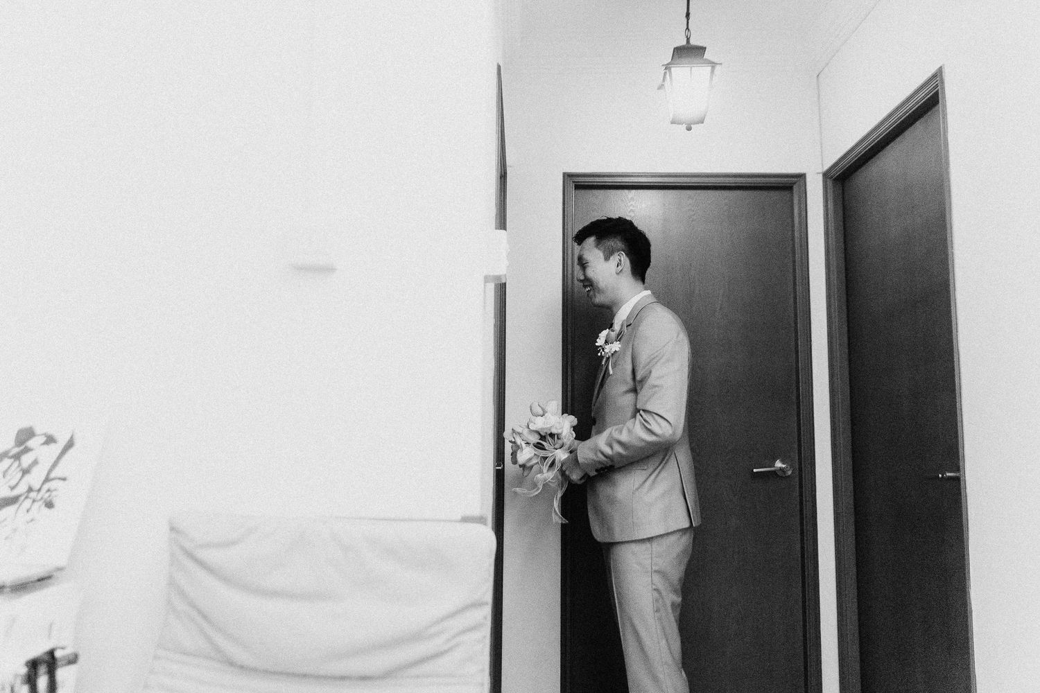 A series of black and white architectural photographs showing interior doorways and passages.