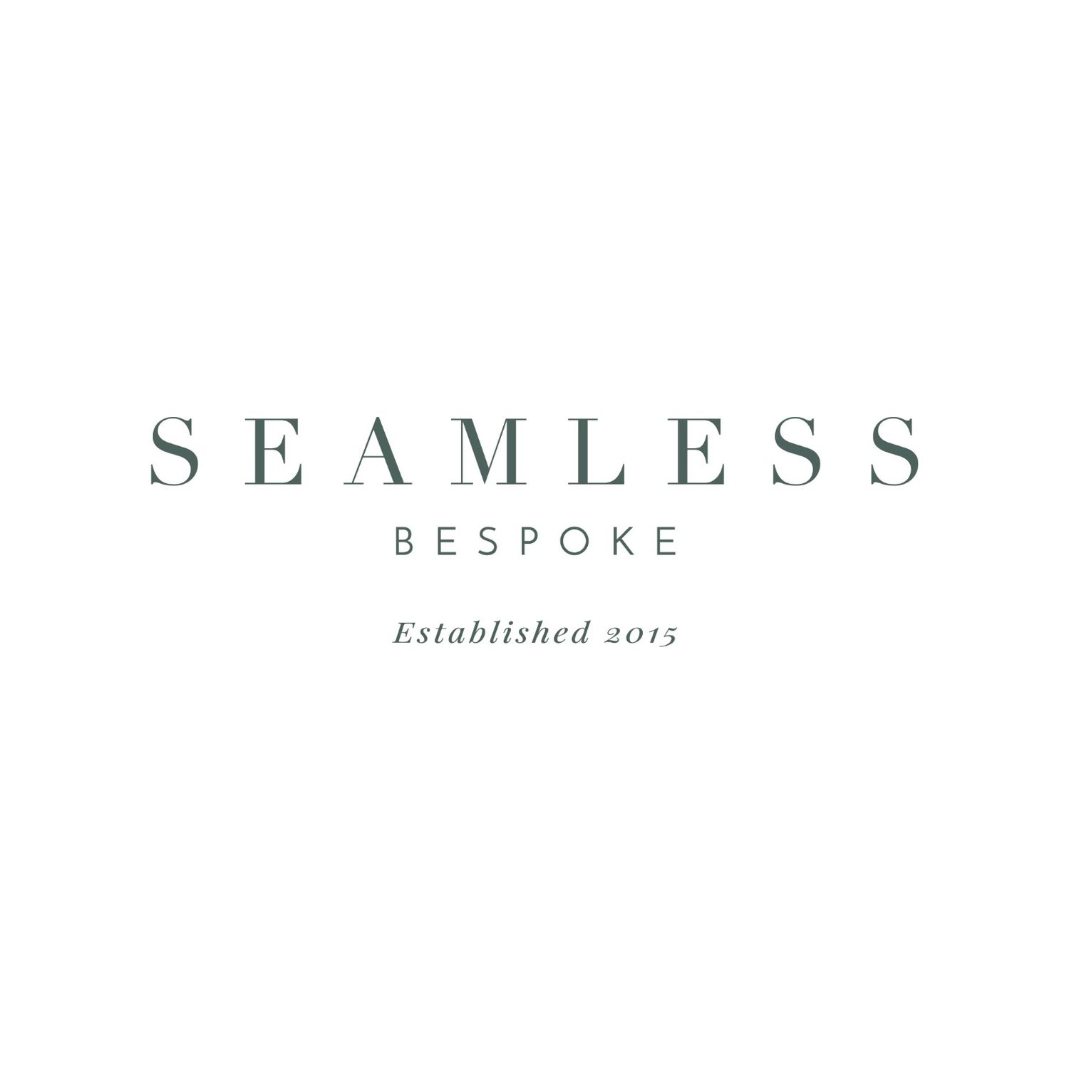 Minimalist logo design for Seamless Bespoke featuring elegant gray text and 