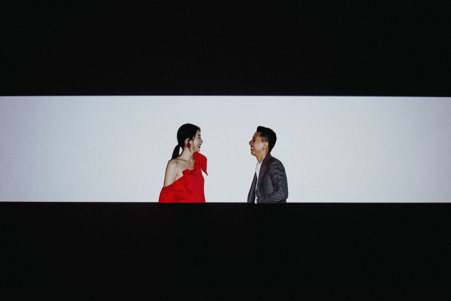 Five silhouetted scenes of couples in romantic poses shot against dark backgrounds.