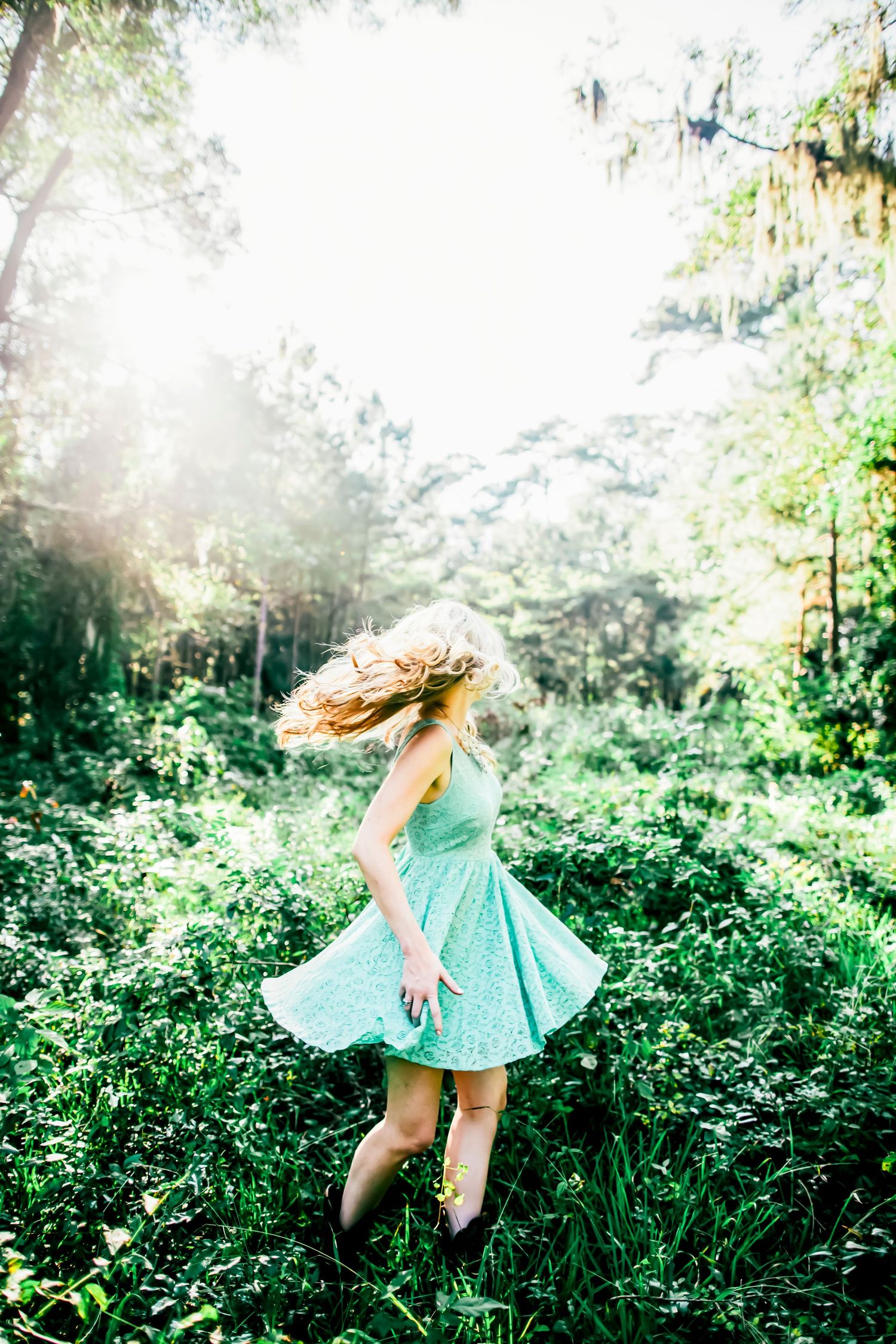 Fashion style editorial portrait in woods Charleston sc
