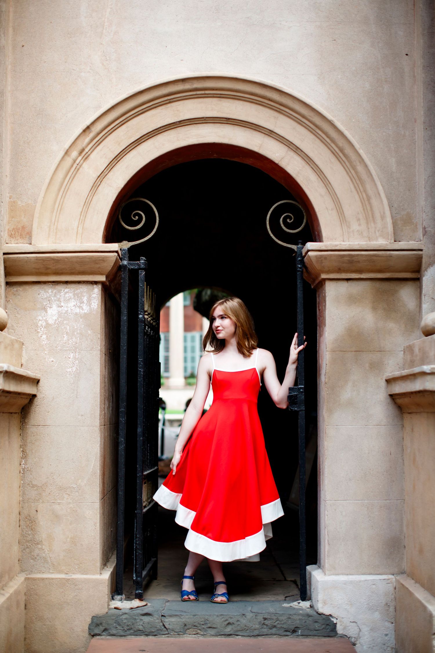 High fashion-inspired portrait with architectural backdrop  in Charleston SC