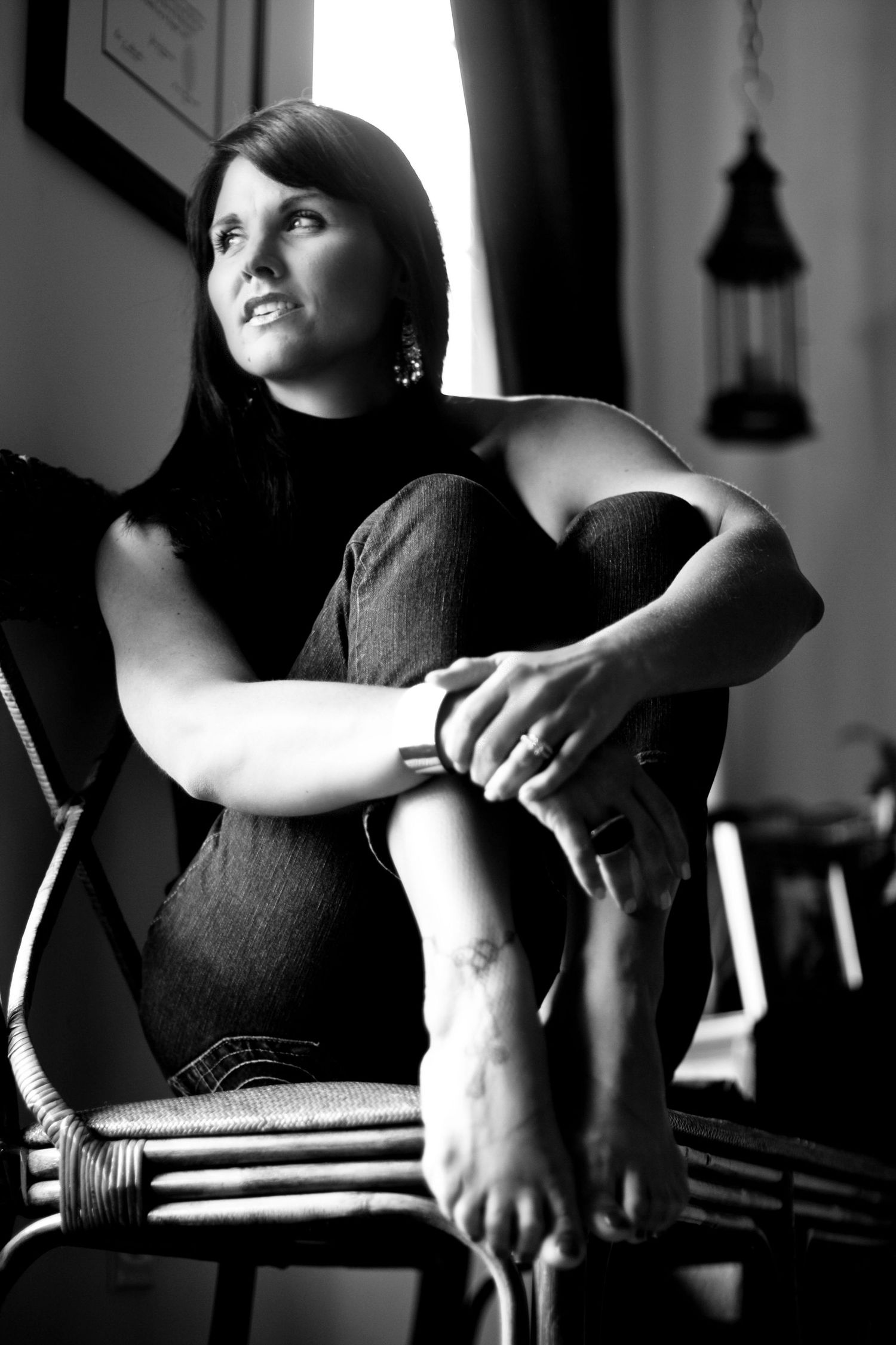 Black and white portrait of professional makeup artist Charleston sc