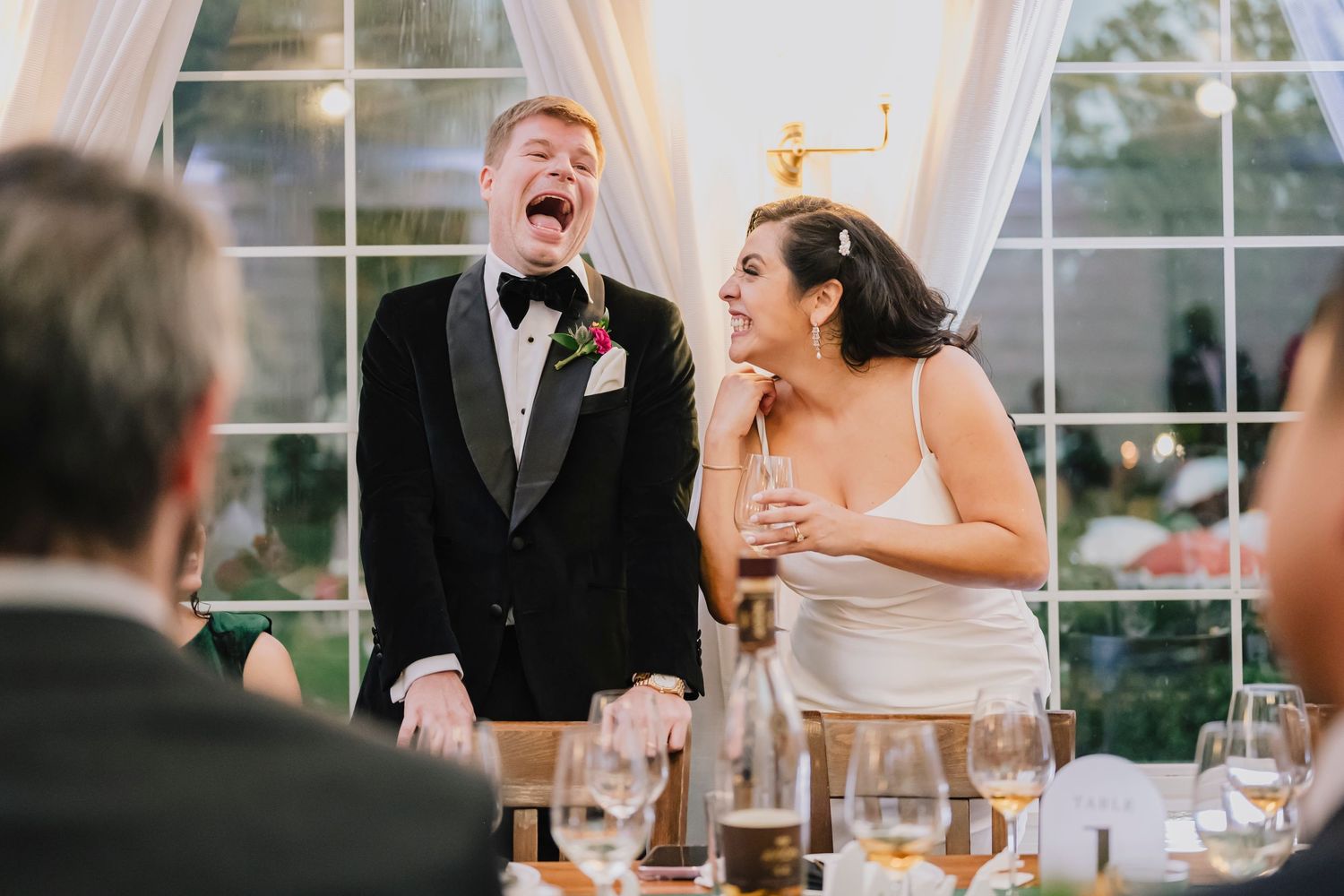 A bride and groom on their wedding day