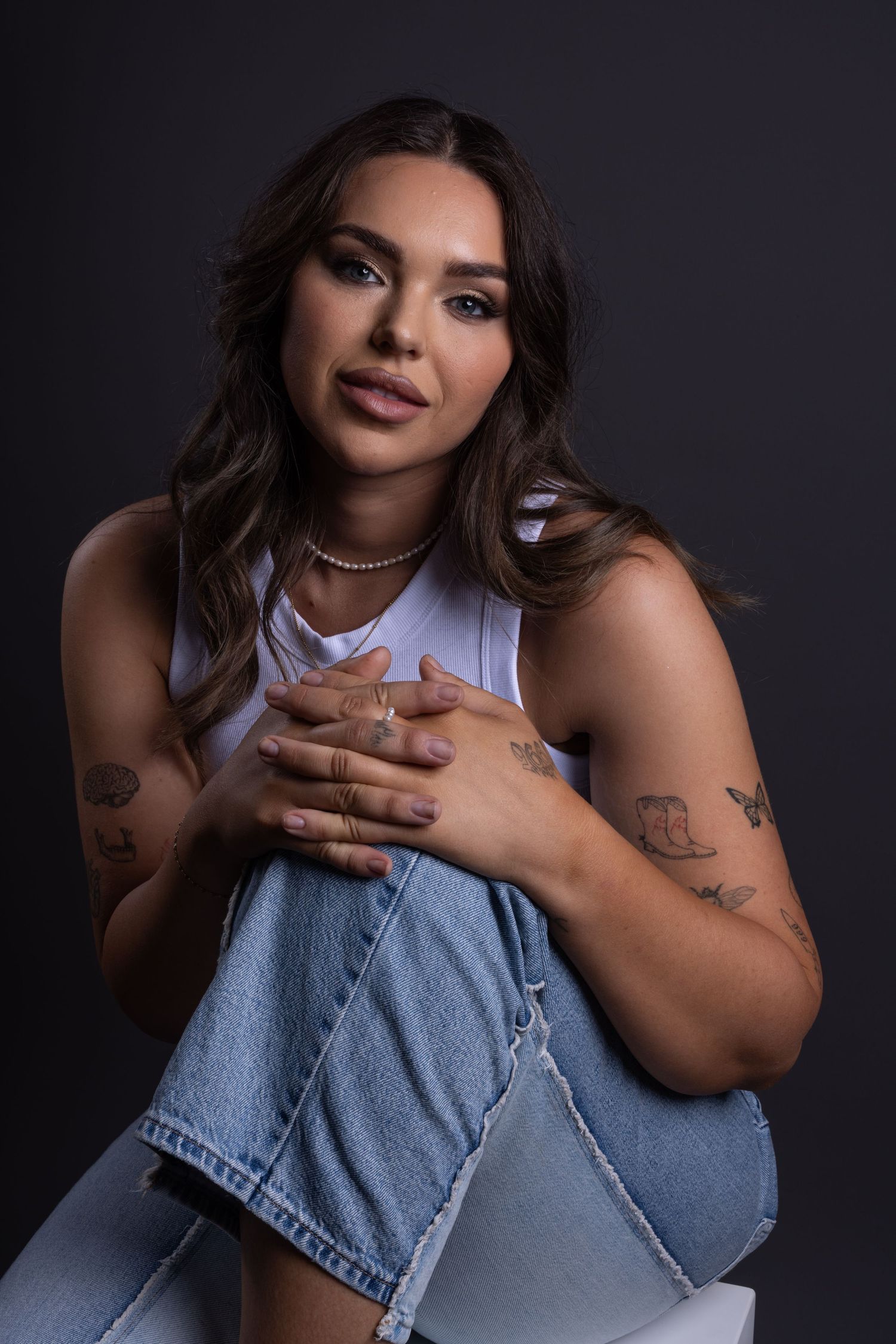 Studio beauty portrait photography session in Darwin featuring soft editorial lighting captured by Julie Françoise Imagery