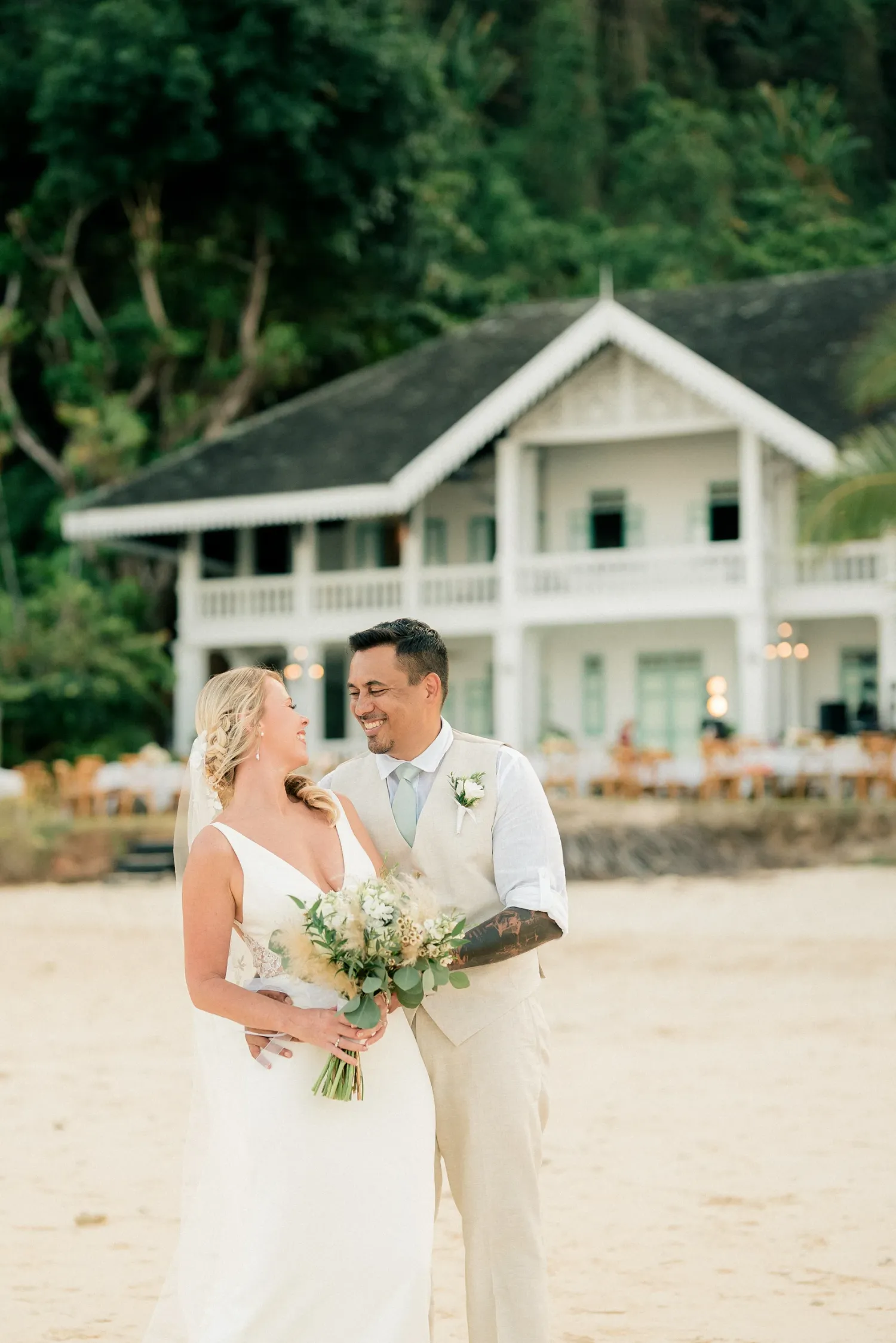 Wedding photography at Cape panwa hotel Phuket so beautiful moments, they looking each other with feeling happy on special days.