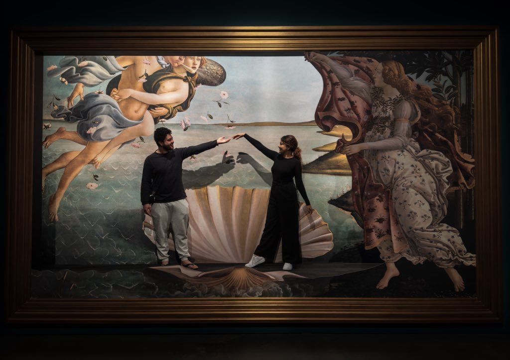 Recreation of classical art scene with dramatic lighting and framed composition.