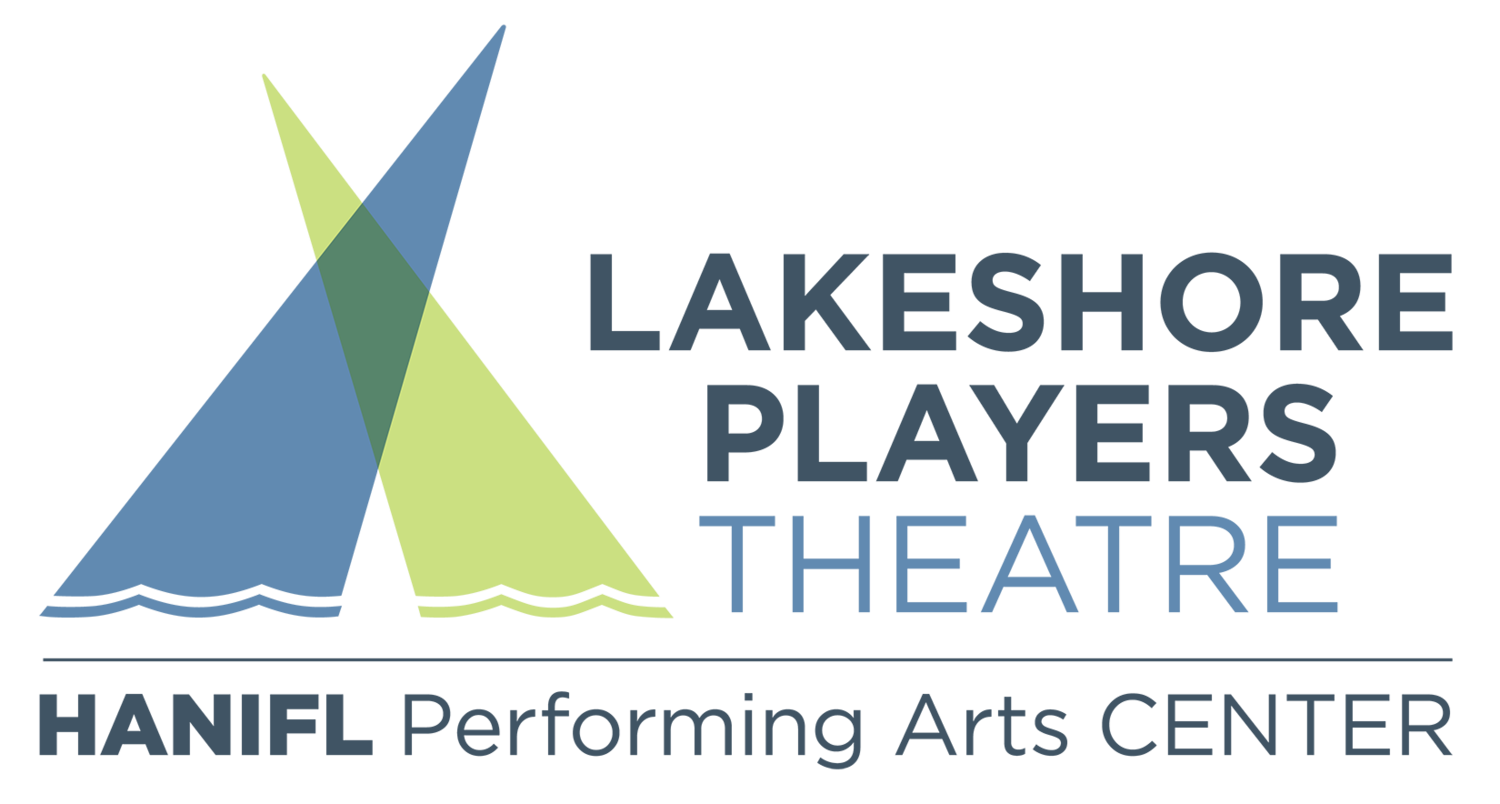 Lakeshore Players Theatre and Hanifl Performing Arts Center logo with blue and green design elements.
