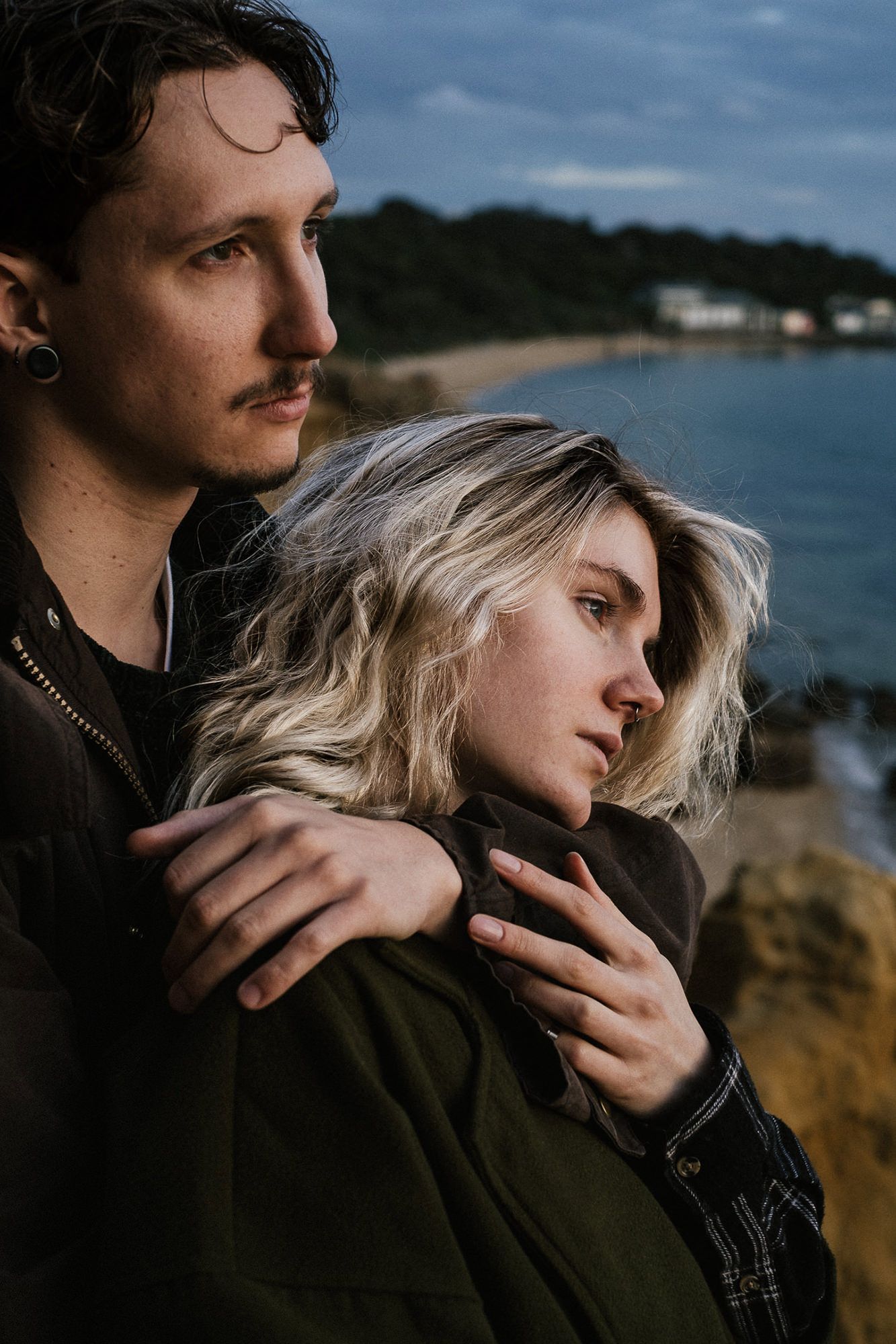 Sunset couples portrait at Black Rock beach Melbourne