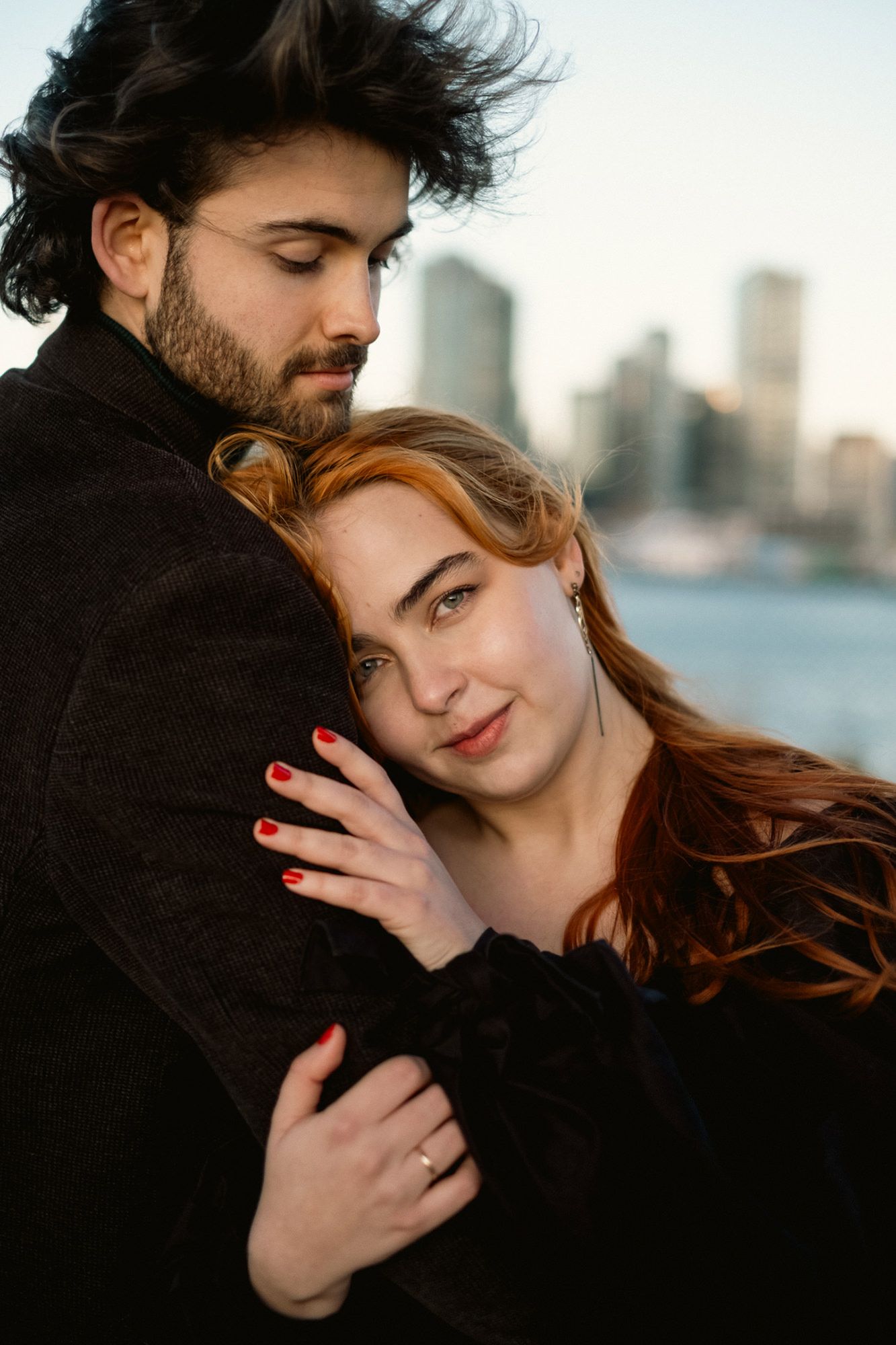 Romantic riverside sunset portrait at Docklands Melbourne