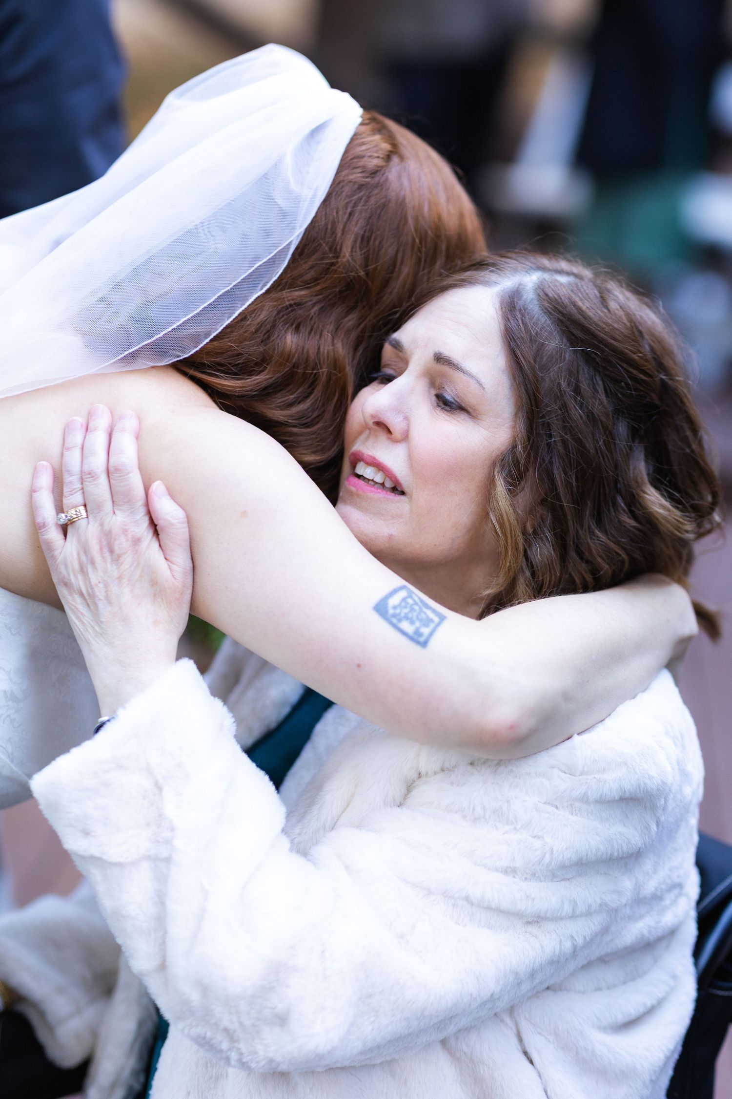 Romantic wedding couple sharing an intimate dance moment.
