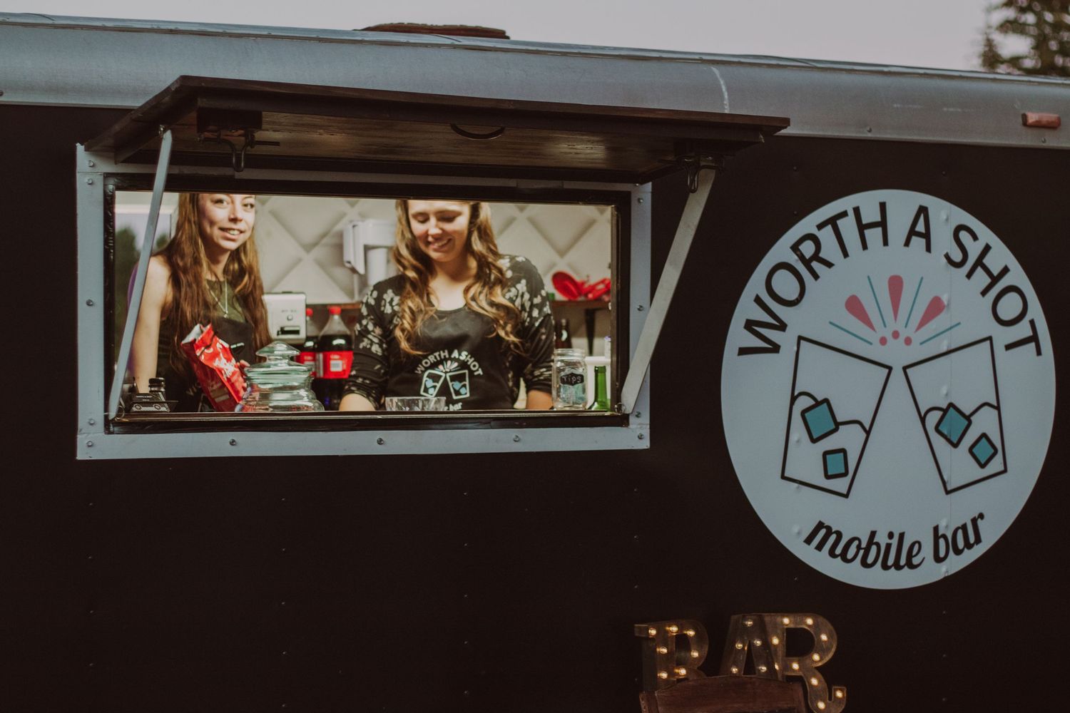 Mobile wedding bar, captured on their event photoshoot at local wedding.