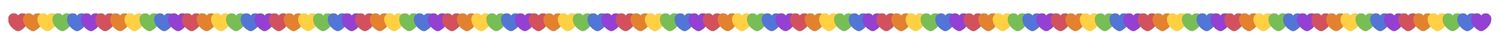 A line of heart rainbows to signify LGBTQ+ ally