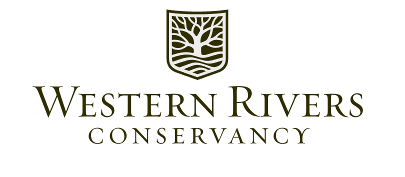 Western Rivers Conservancy logo featuring tree and shield design in brown.