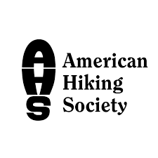 American Hiking Society logo in black text with AHS symbol.