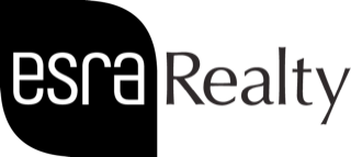 Black and white logo for Esra Realty with minimalist modern typography design.