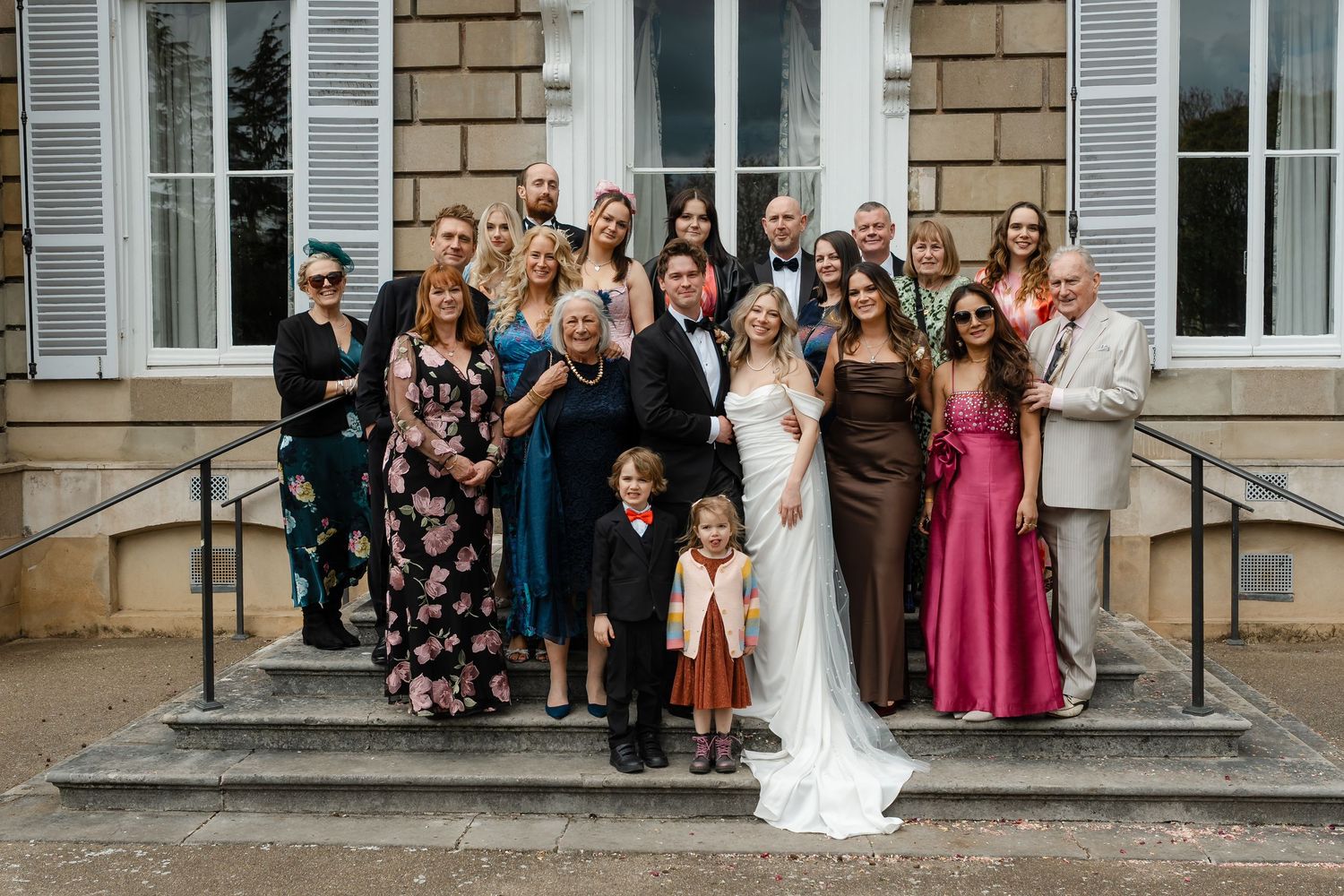 Family group portraits with York House architecture in background