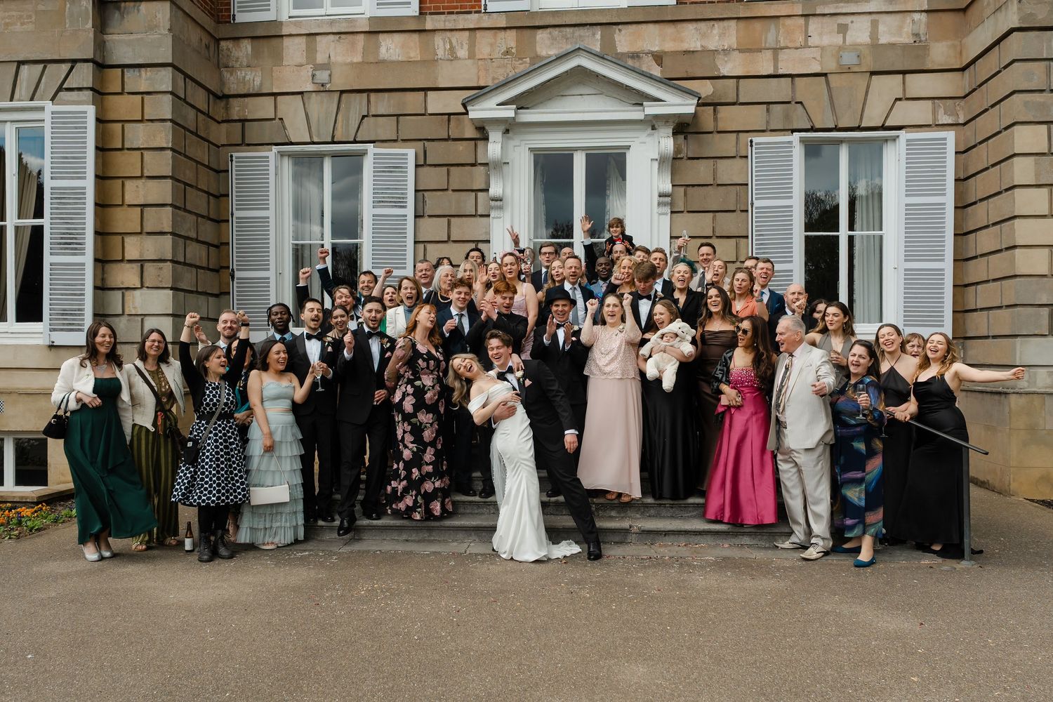 Family group portraits with York House architecture in background