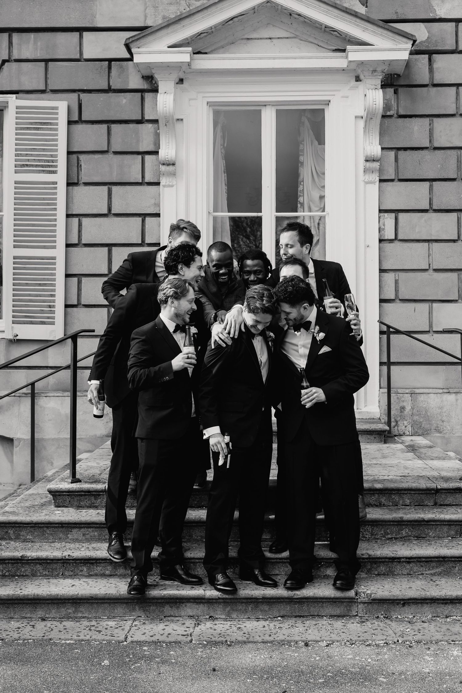 Family group portraits with York House architecture in background