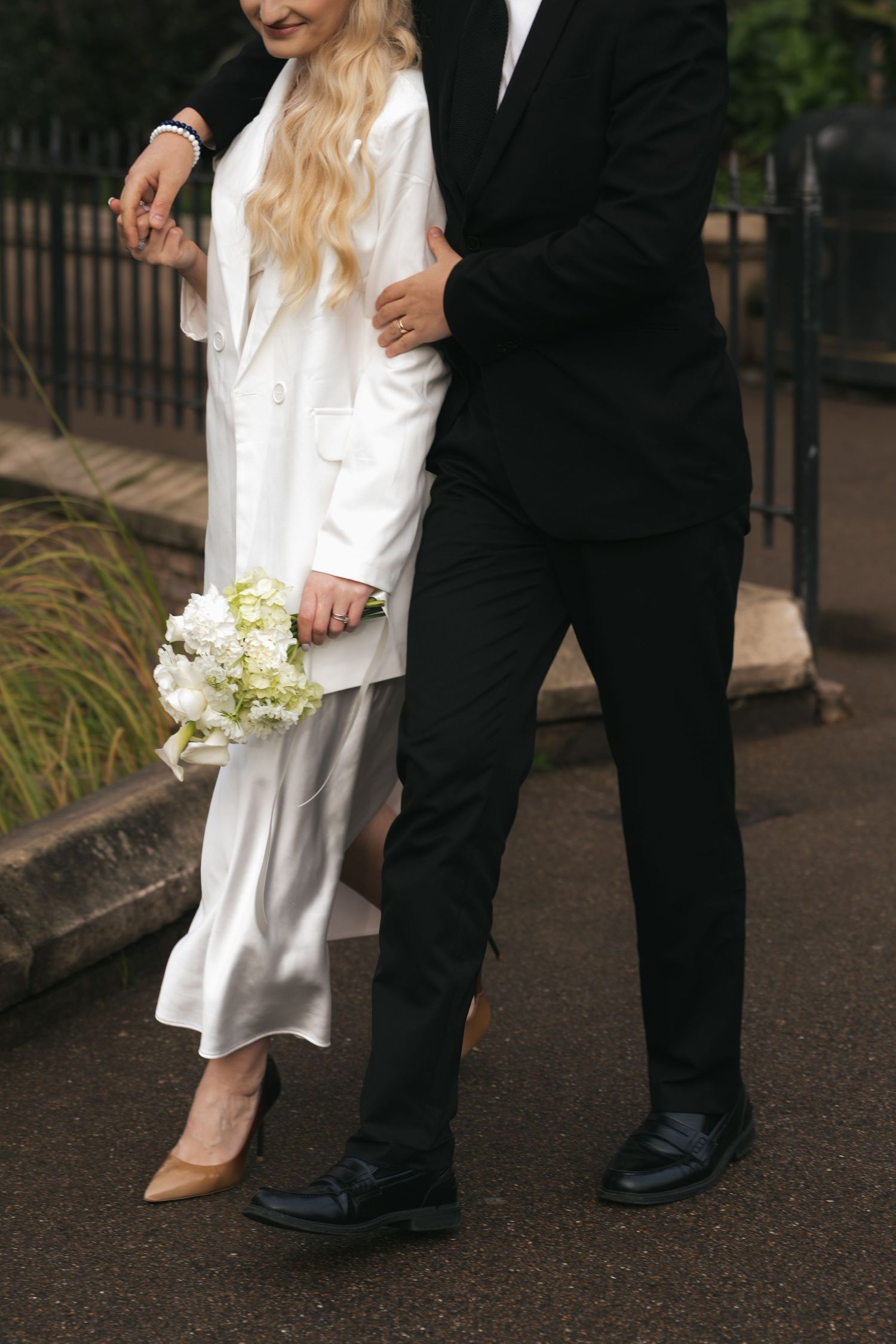“Couple photographed in Victoria Embankment Gardens during a London city session.”