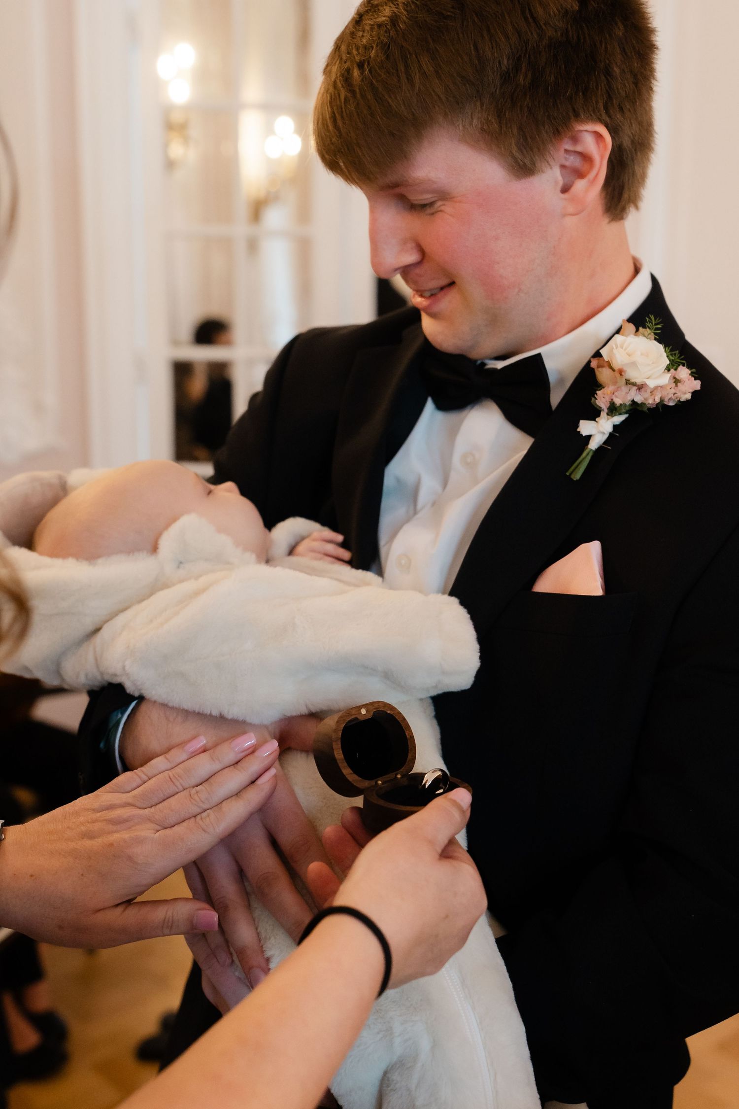 Ceremony inside The Salon pink room at York House Twickenham