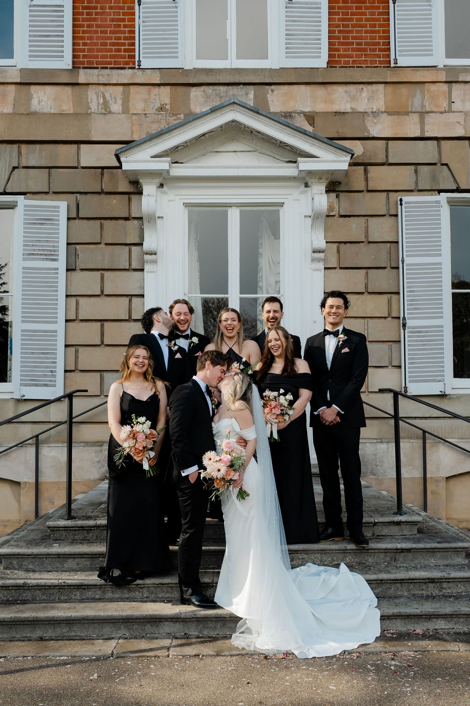Family group portraits with York House architecture in background