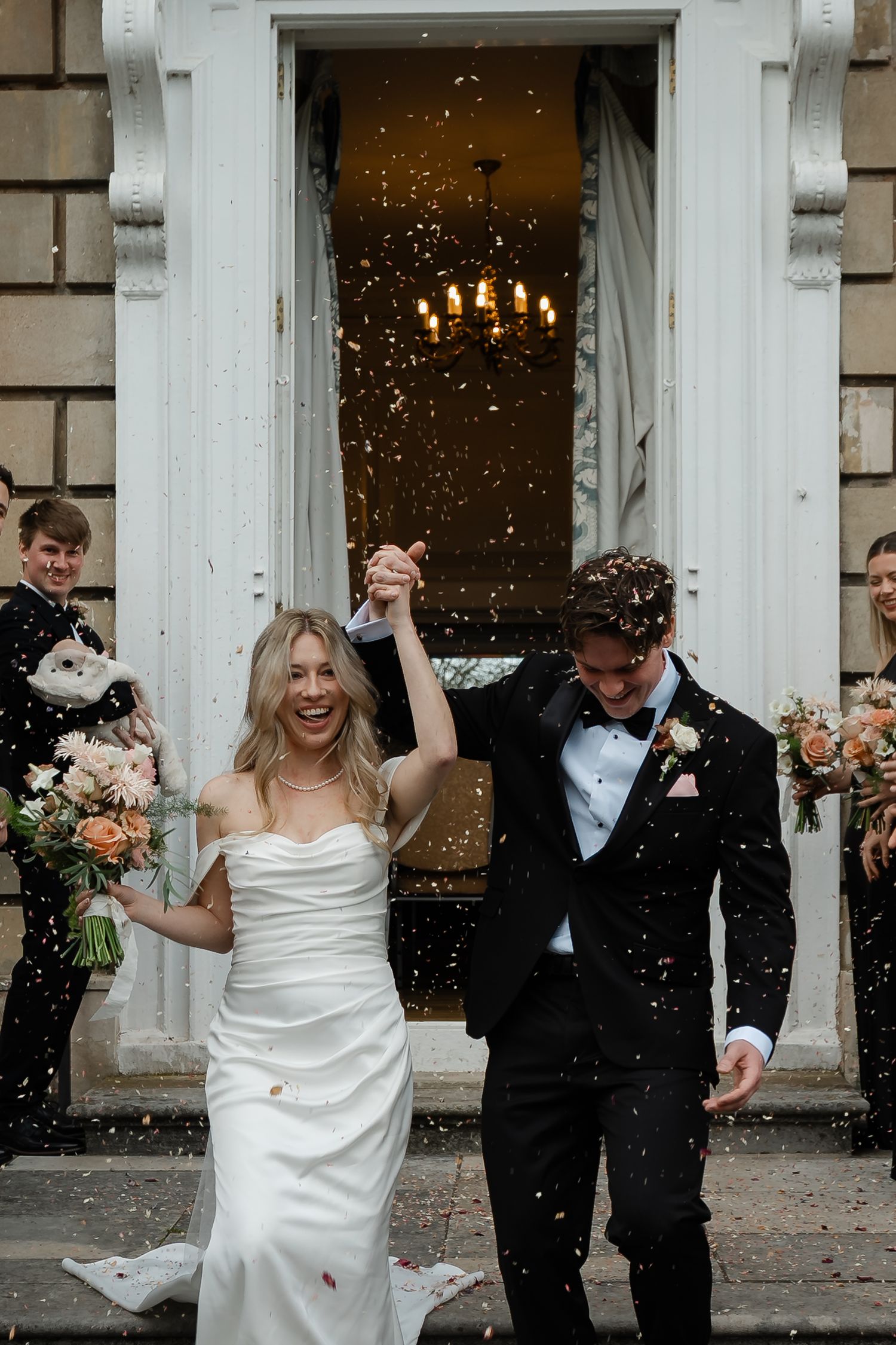 Confetti exit at the back gardens of York House Twickenham