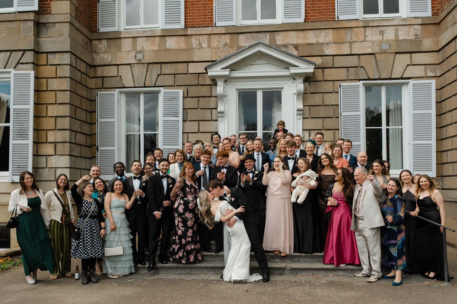 Family group portraits with York House architecture in background