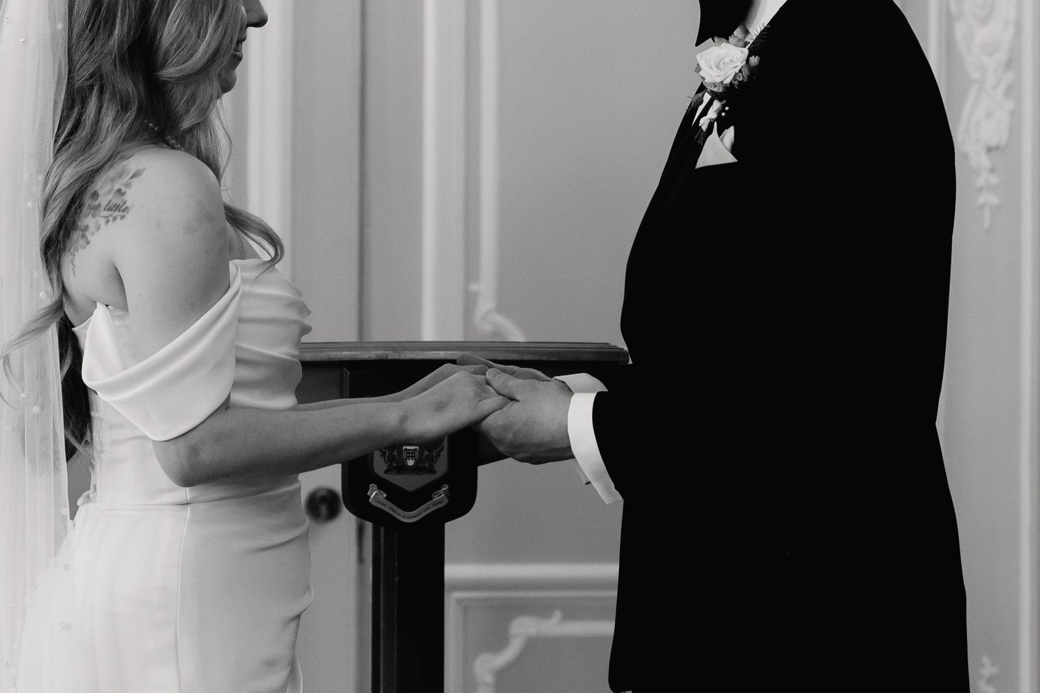 Ceremony inside The Salon pink room at York House Twickenham