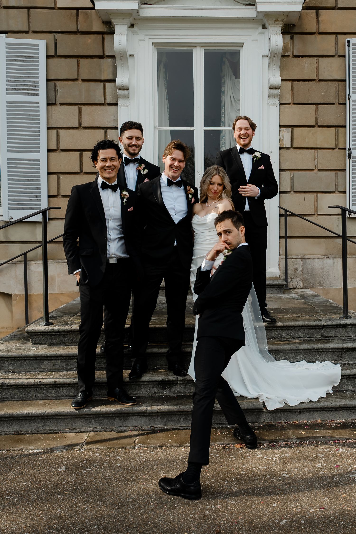 Family group portraits with York House architecture in background