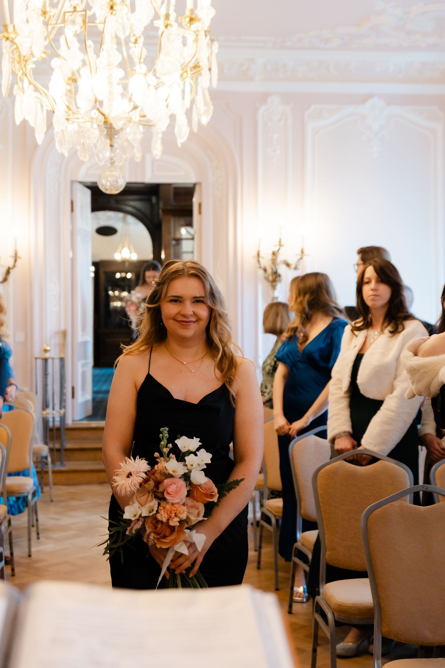 Ceremony inside The Salon pink room at York House Twickenham