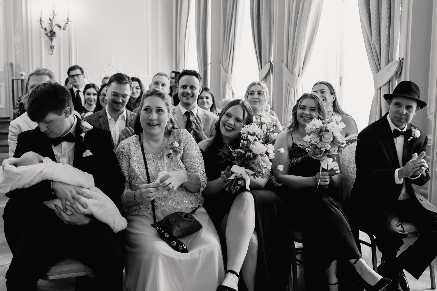 Guests smiling during intimate York House ceremony
