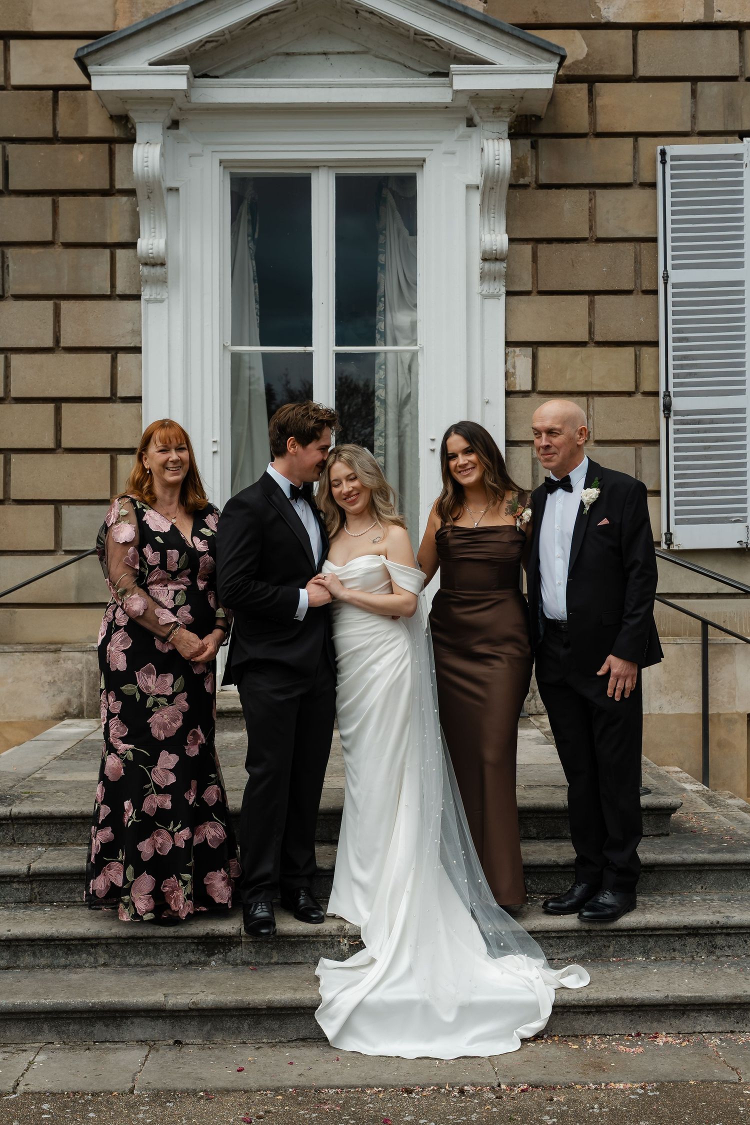 Family group portraits with York House architecture in background