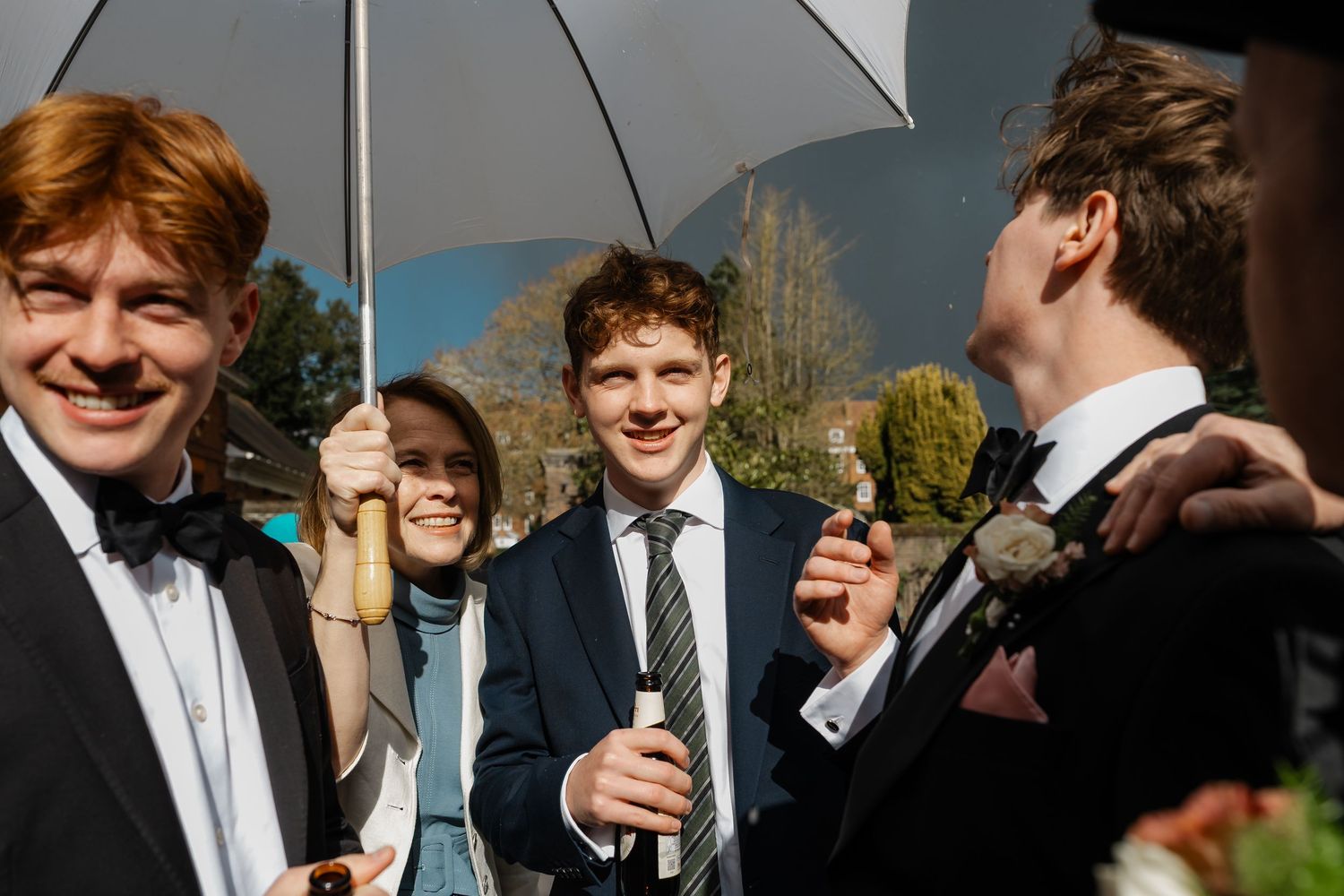 Family group portraits with York House architecture in background