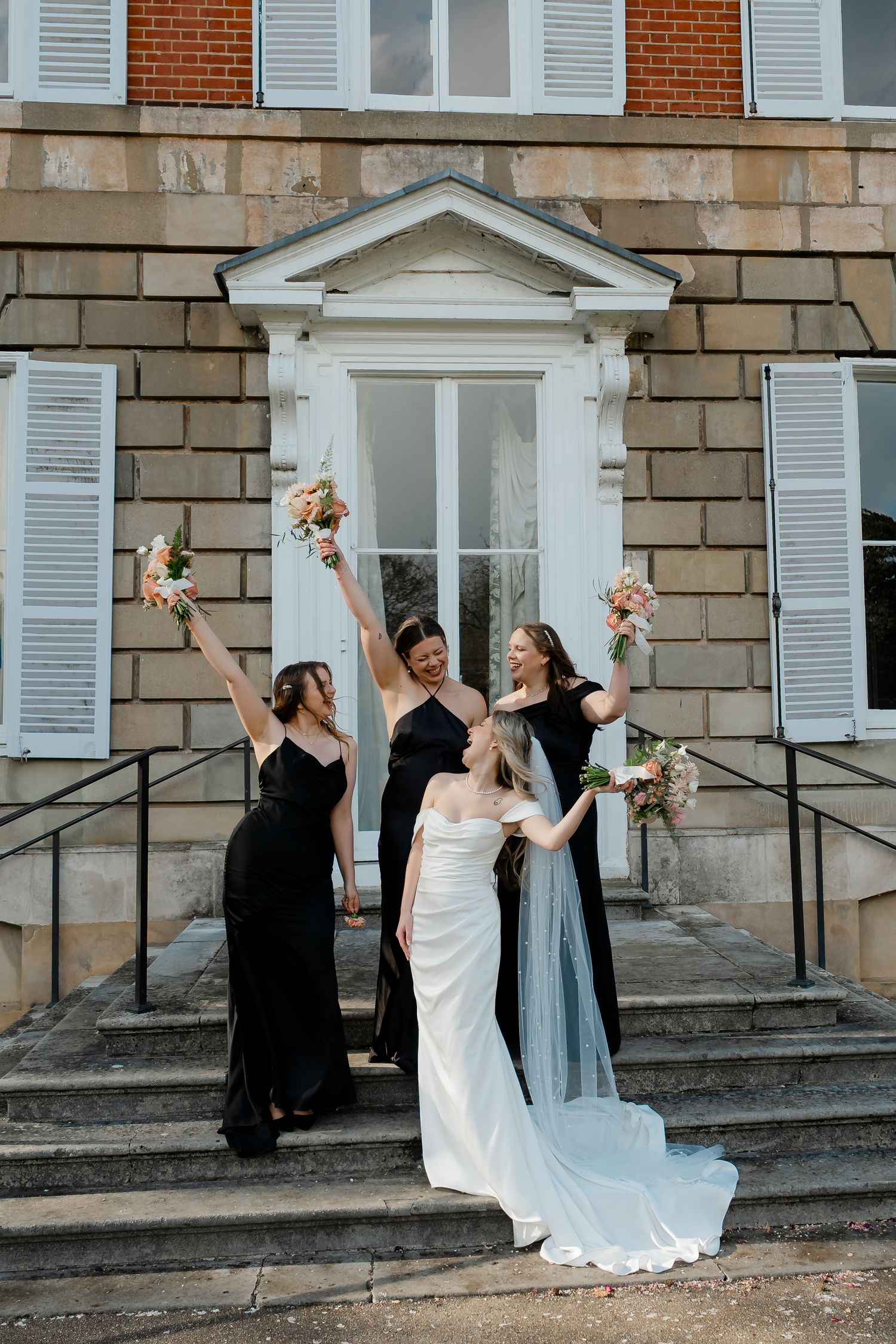 Family group portraits with York House architecture in background