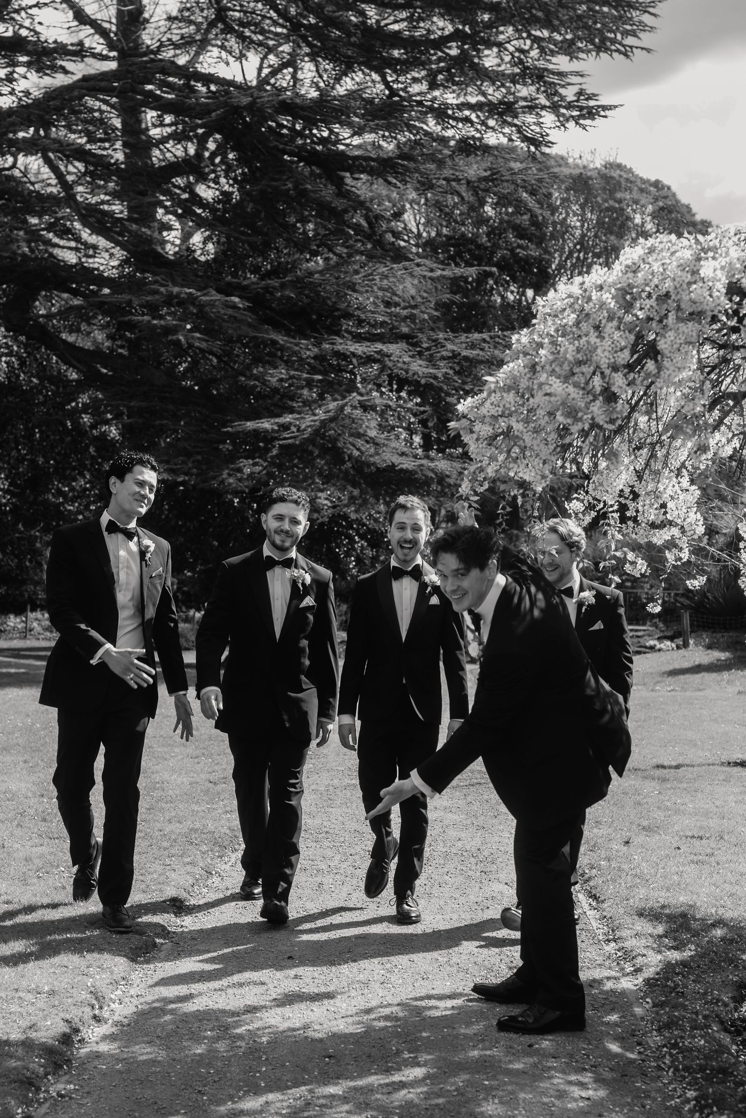 Groom with groomsmen before ceremony at York House Twickenham wedding